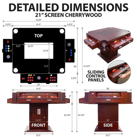 Image of Elegant Tilt Cherrywood Cocktail Arcade Machine by Creative Arcades