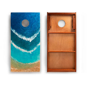 Elakai The Beach Epoxy Resin Mahogany Pathfinder ART Cornhole Boards