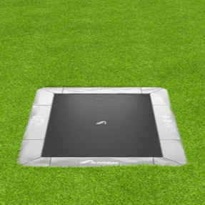 Akrobat 11ft x 8ft Primus Flat In-Ground Trampoline – Green (Green Pad with Black Jump Mat)