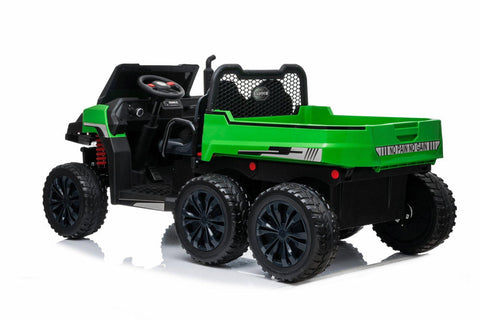 Image of Freddo 24v 6 Wheeler Tractor Trailer Electric Go Kart w/ Dump Cart