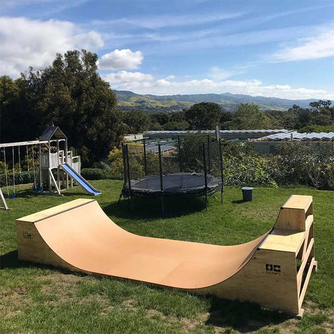 Image of 3.5ft x 8ft Wide Half-Pipe Skateboard Ramp by OC Ramps